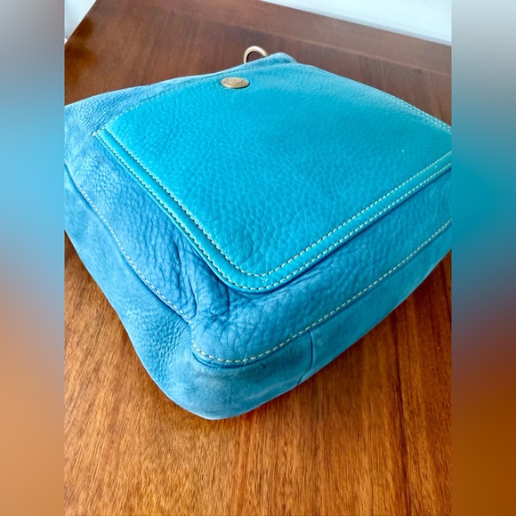 Vintage Coach Nubuc Chelsea Large Hobo in Teal and Compact Wallet - Picture 6 of 14